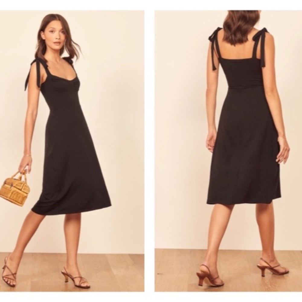 Reformation Wells tie shoulder stretch dress
